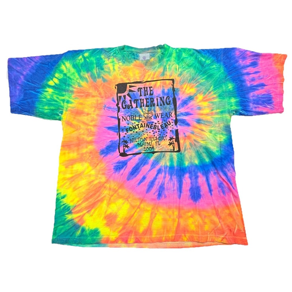 Y2K The Gathering Noble Wear Fontainebleau Miami FL 2004 Tie Dye Shirt‎ XL